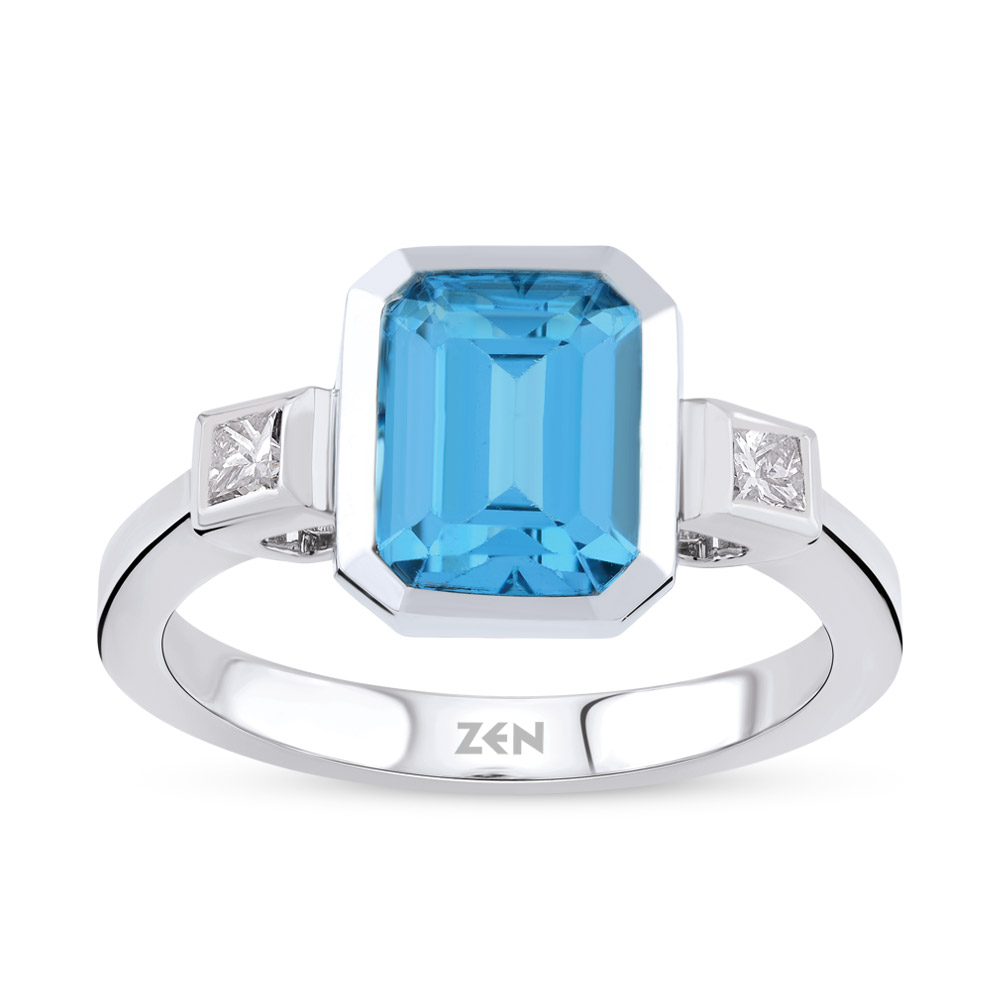 0,16ct Diamond Blue Topaz Ring